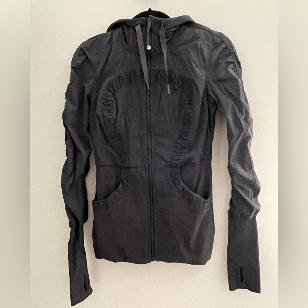 Lululemon Dance Studio Jacket stretch knit reversible in grey.